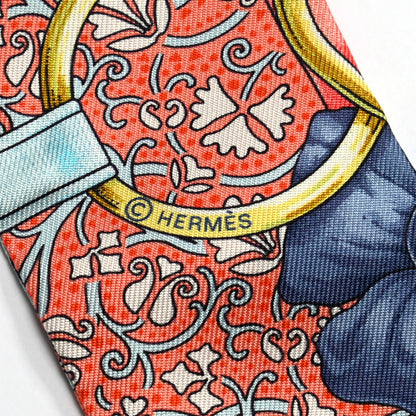Hermes Silk Grand Manege Fleuri Twilly Orange Turquoise Gris 4 of 4