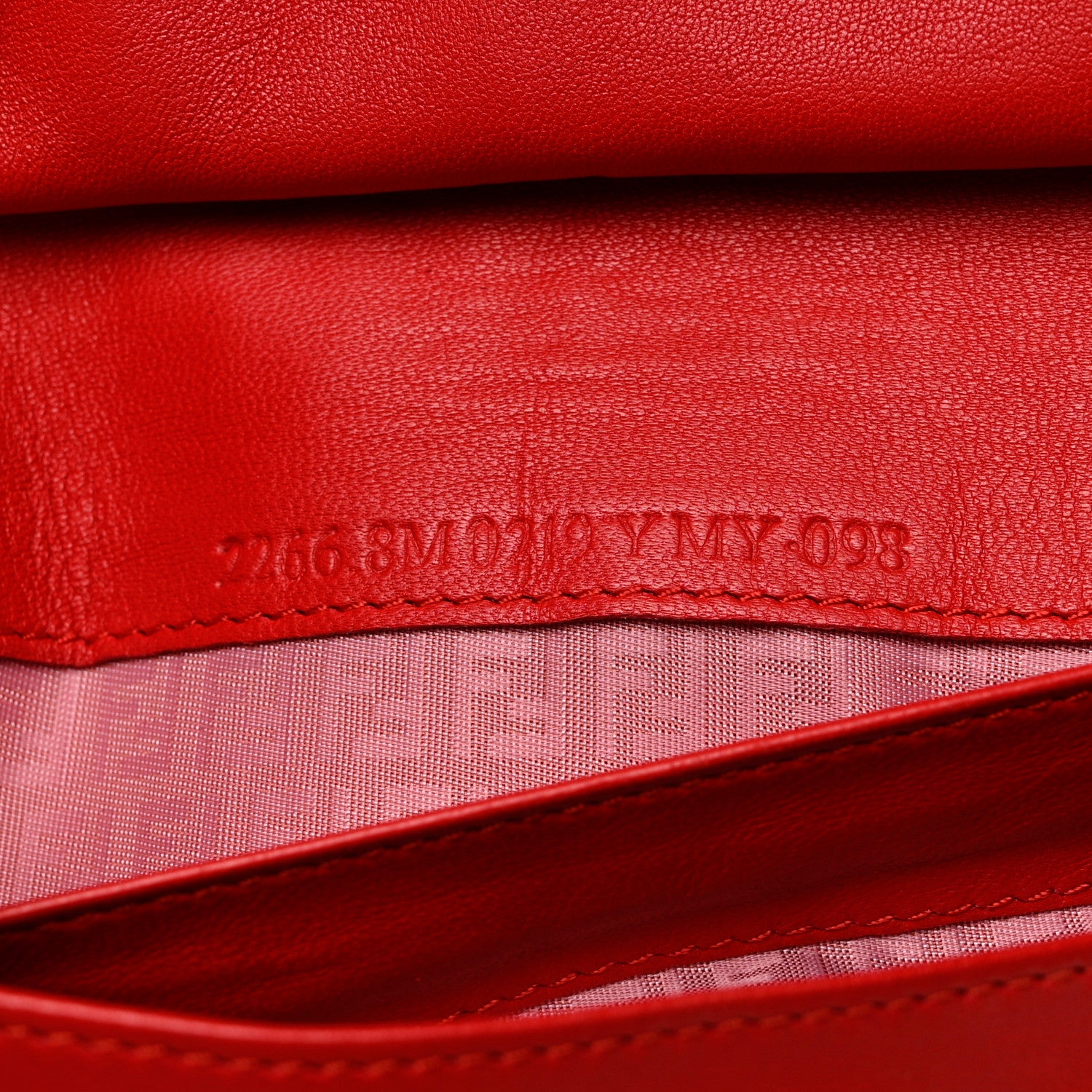 Fendi Nappa Logo Embossed Long Wallet on Chain Rosso 9 of 14