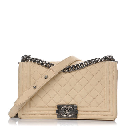 Chanel Nubuck Quilted Medium Boy Flap Beige 1 of 10