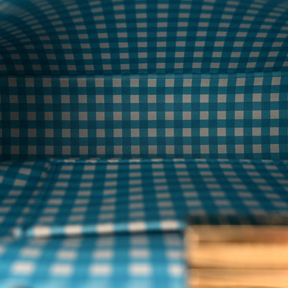 Fendi Nappa Vitello Gingham Printed Mini Peekaboo Iconic Satchel White Ice Light Blue 9 of 25