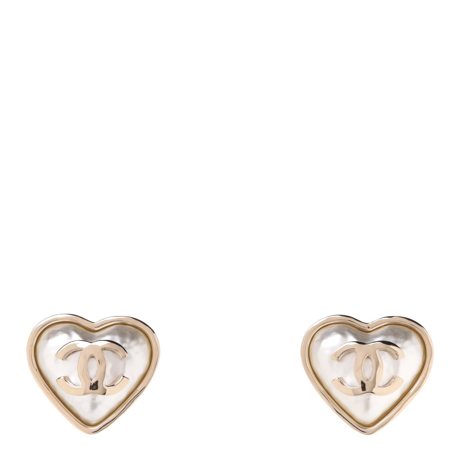 Chanel Pearl CC Heart Earrings Gold 1 of 5