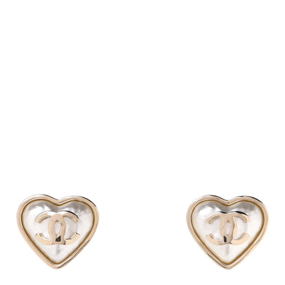 Chanel Pearl CC Heart Earrings Gold 1 of 5