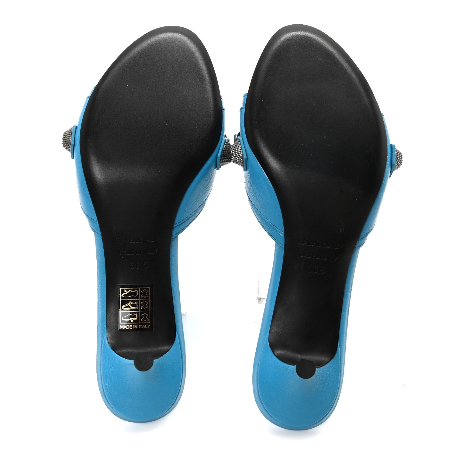 Balenciaga Agneau Arena Cagole 50mm Slide Sandals 36.5 Cyan 6 of 8