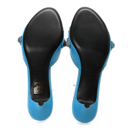 Balenciaga Agneau Arena Cagole 50mm Slide Sandals 36.5 Cyan 6 of 8