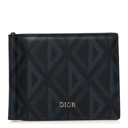 Christian Dior Coated Canvas Calfskin CD Diamond Wallet with Money Clip Black 1 of 8