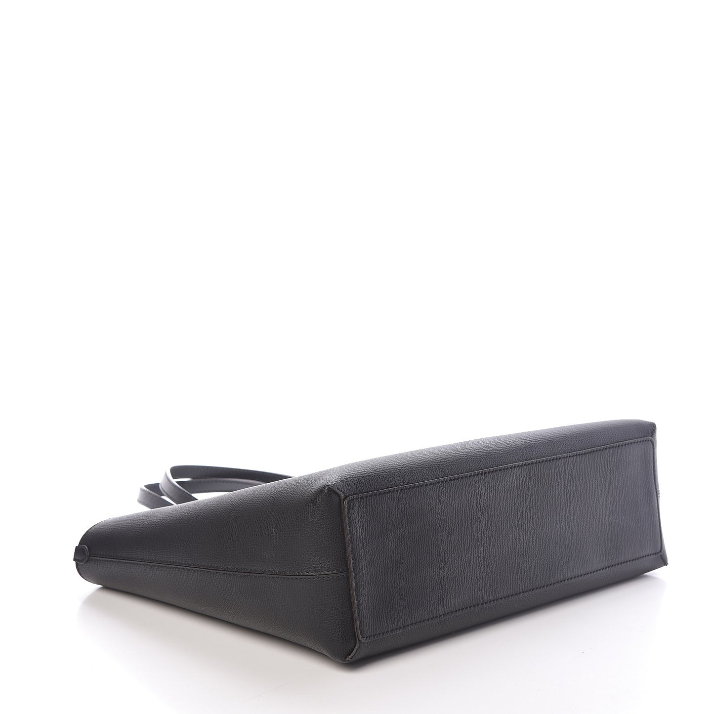 Grainy Calfskin Haymarket Check Medium Reversible Tote Black