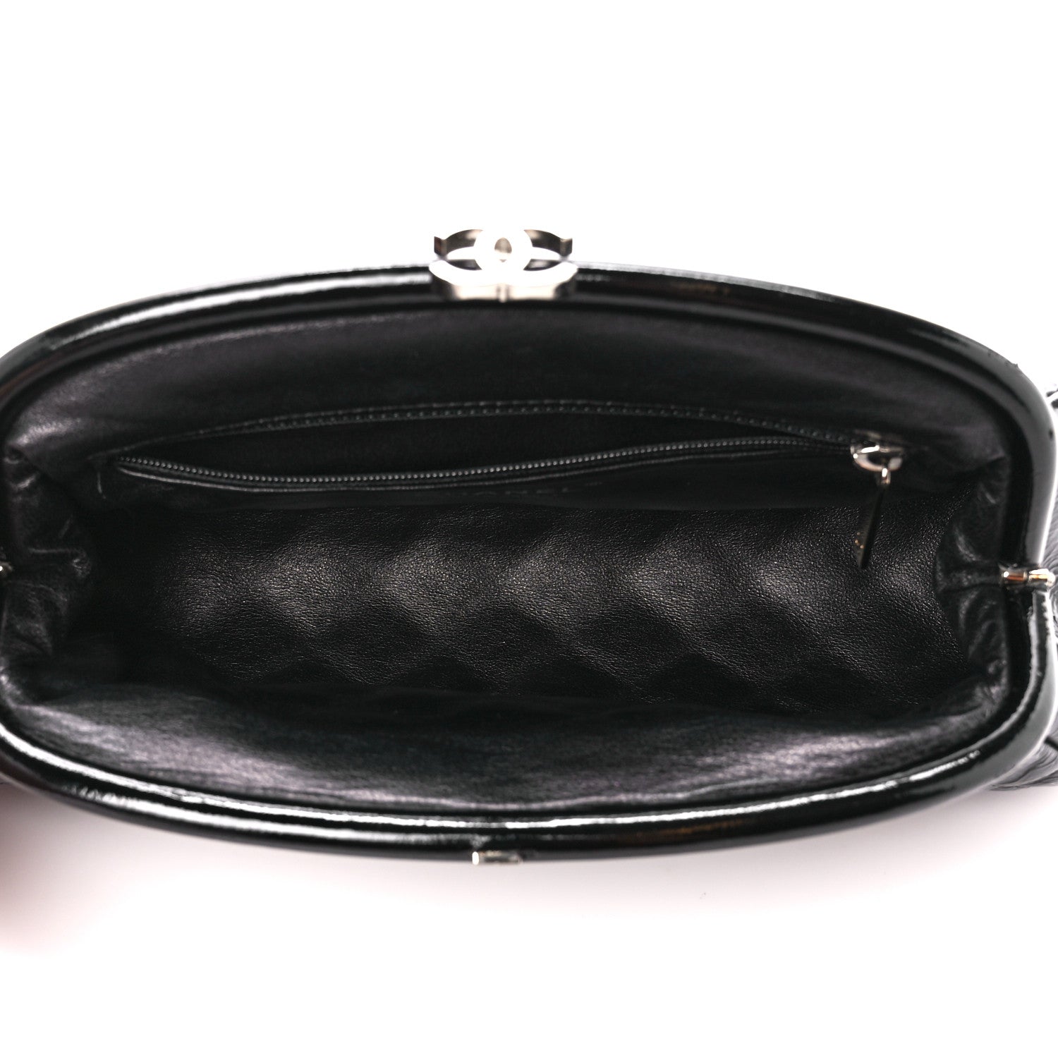 Chanel Distressed Patent Quilted Timeless Clutch Black 5 of 10
