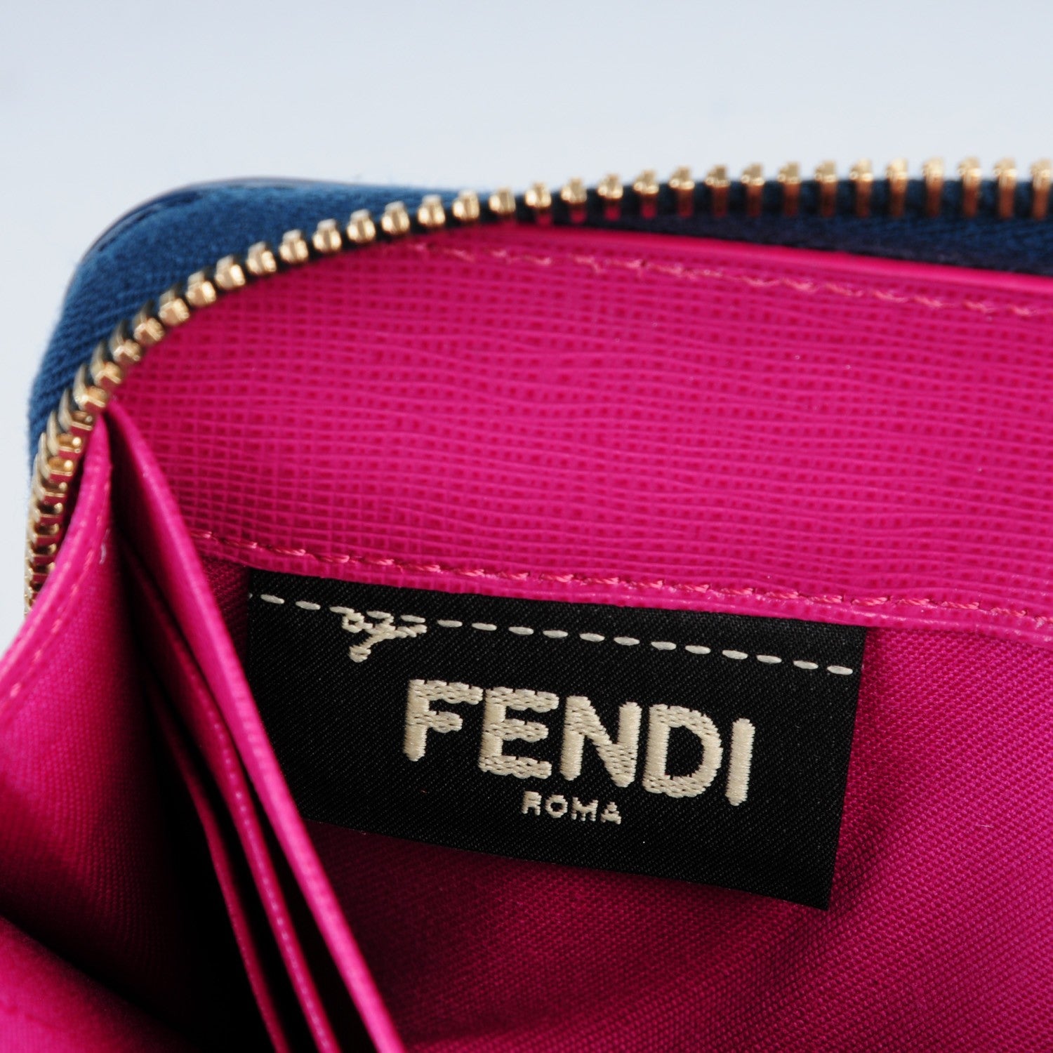 Fendi Vitello Elite Fendi Roma Simply Zip Around Wallet Cobalt Multicolor 7 of 8