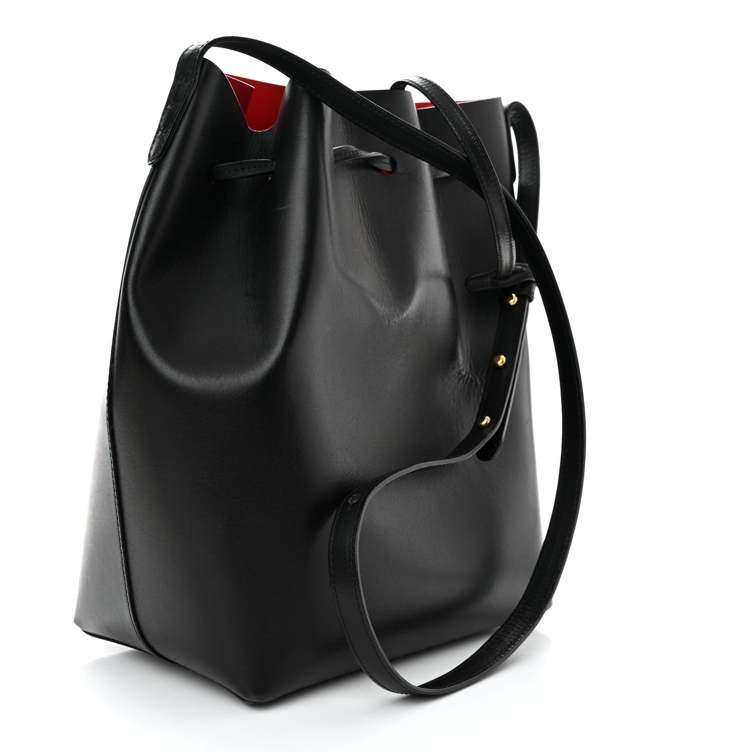 Mansur Gavriel Vegetable Tanned Calfskin Bucket Bag Black Flamma 4 of 15