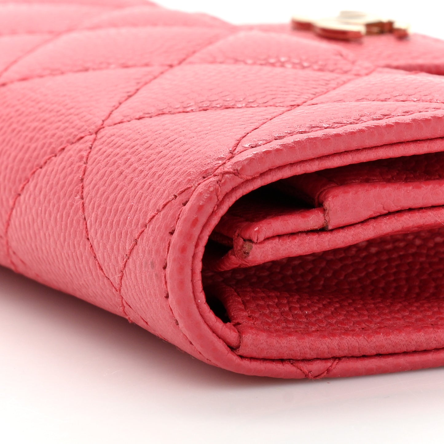 Caviar Quilted Flap Card Holder Pink