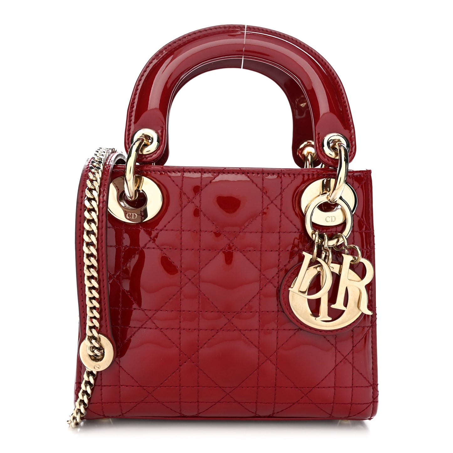 Patent Cannage Mini Lady Dior Red