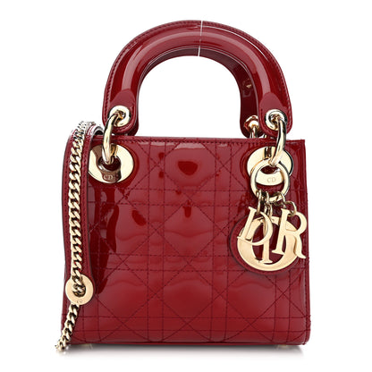 Christian Dior Patent Cannage Mini Lady Dior Red 1 of 12