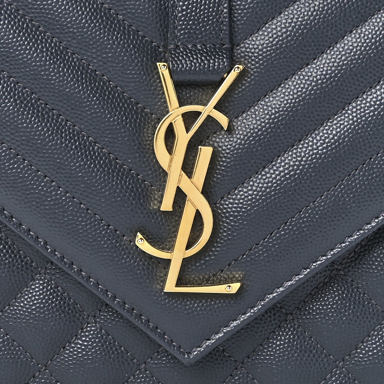 Saint Laurent Grain De Poudre Textured Mixed Matelasse Triquilt Medium Monogram Satchel Deep Marine 9 of 12