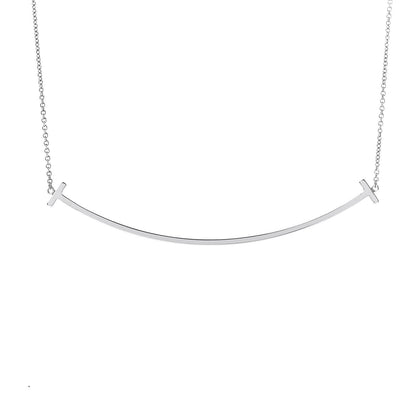 Tiffany Sterling Silver Large T Smile Pendant Necklace 4 of 7