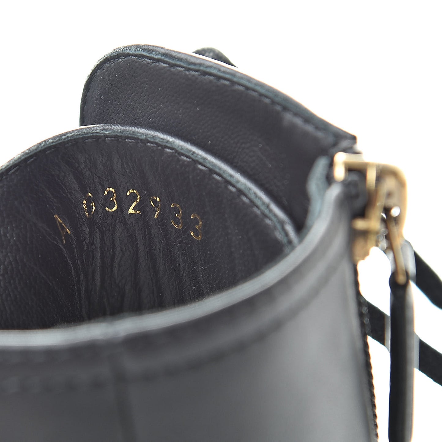 Calfskin Chain Lace Up Boots 38.5 Black