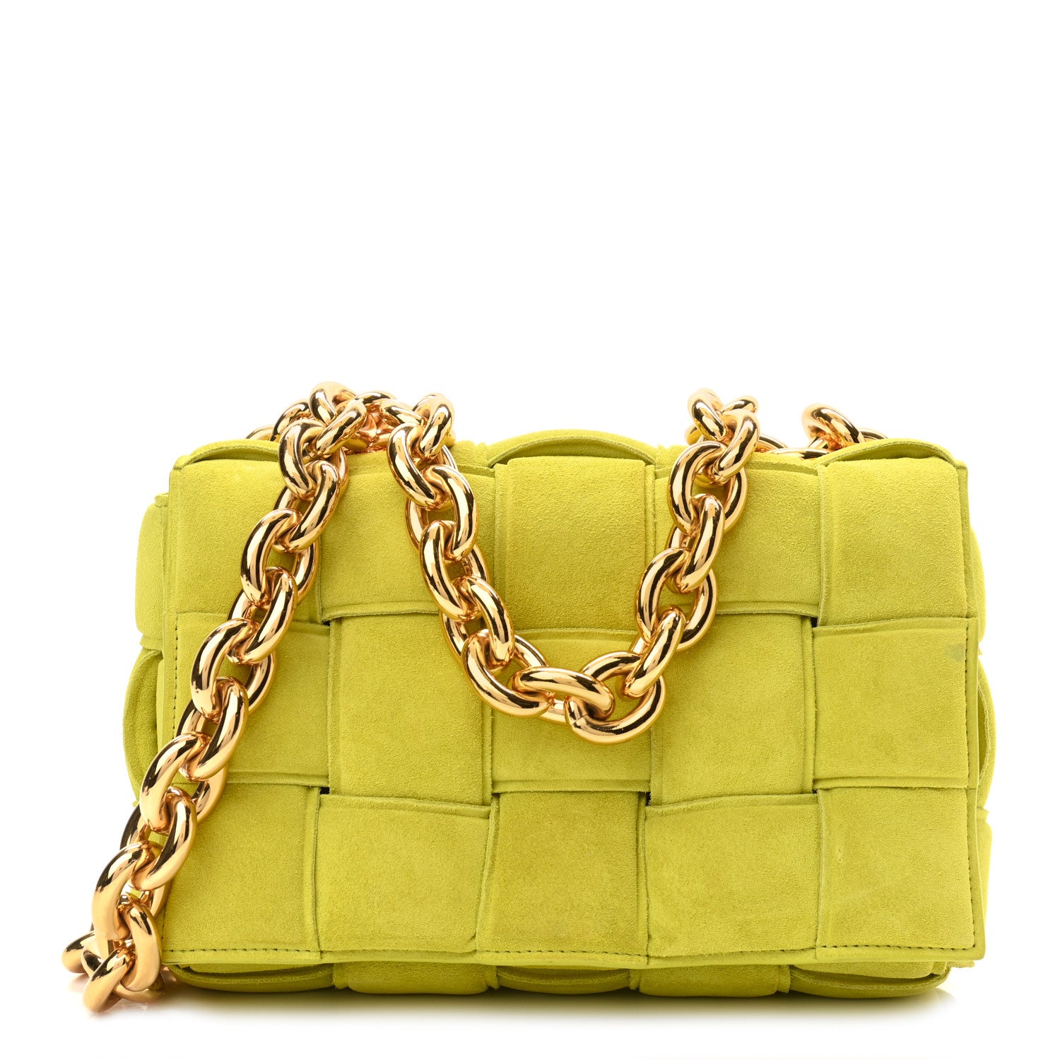 Bottega Veneta Suede Maxi Intrecciato Padded Chain Cassette Crossbody Bag Kiwi 1 of 10