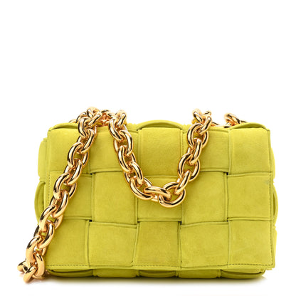 Bottega Veneta Suede Maxi Intrecciato Padded Chain Cassette Crossbody Bag Kiwi 1 of 10