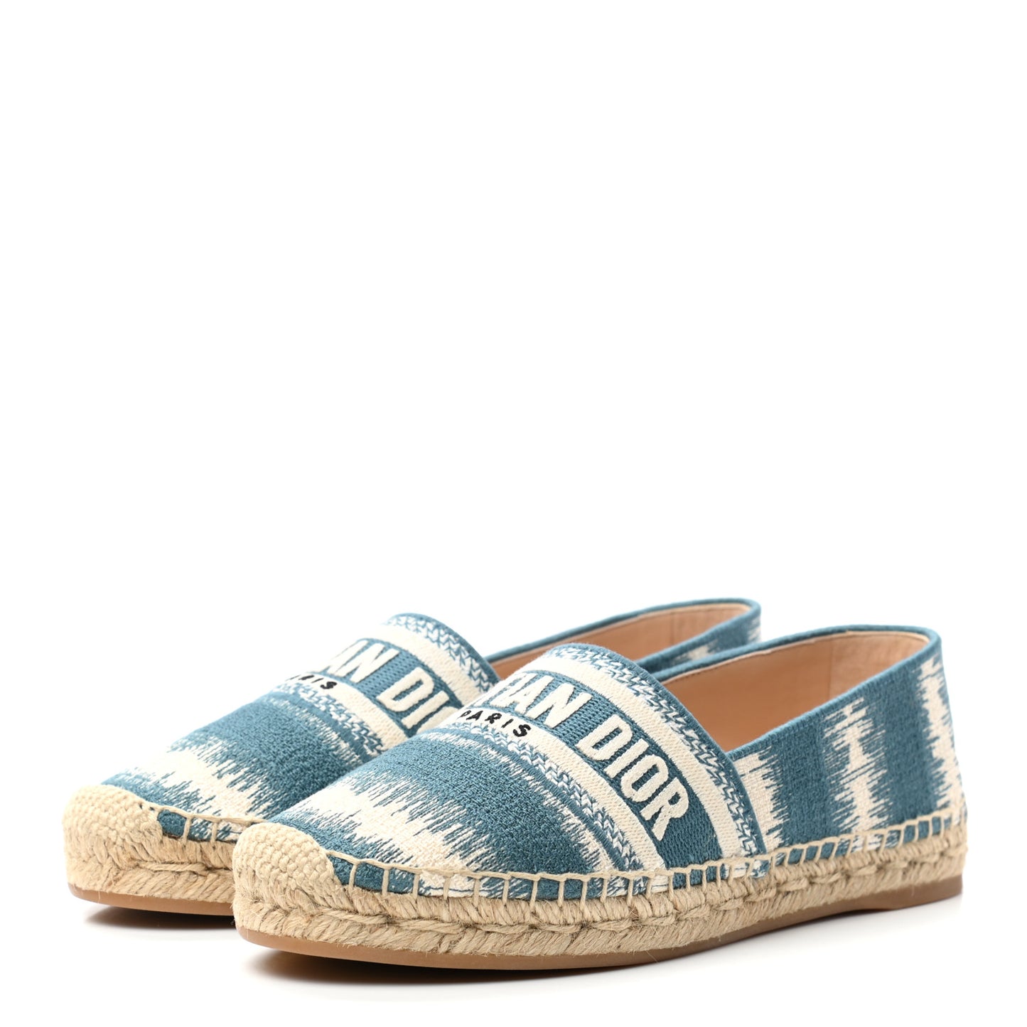 Cotton D-Stripes Embroidered Granville 15mm Espadrilles 37.5 Deep Ocean