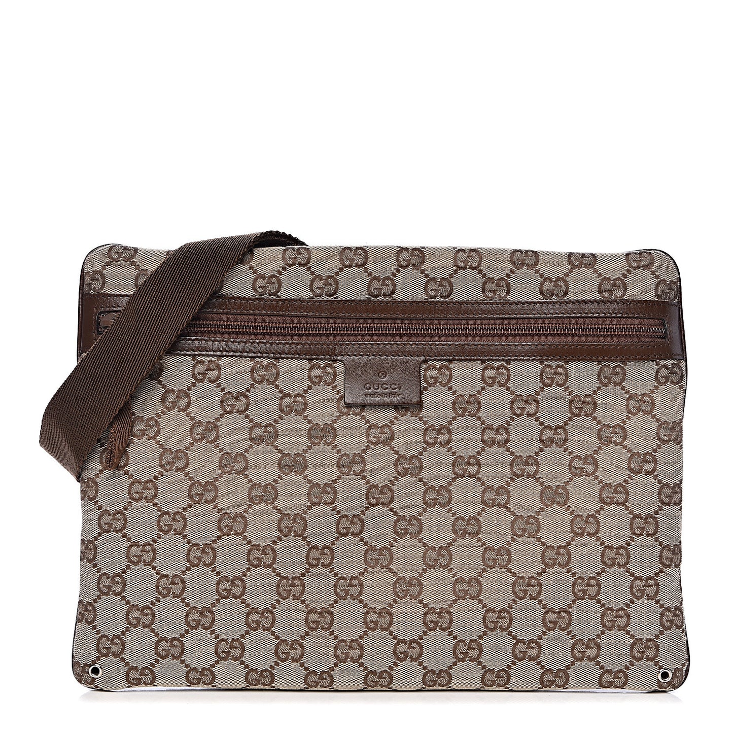 Monogram Flat Messenger Bag Dark Brown