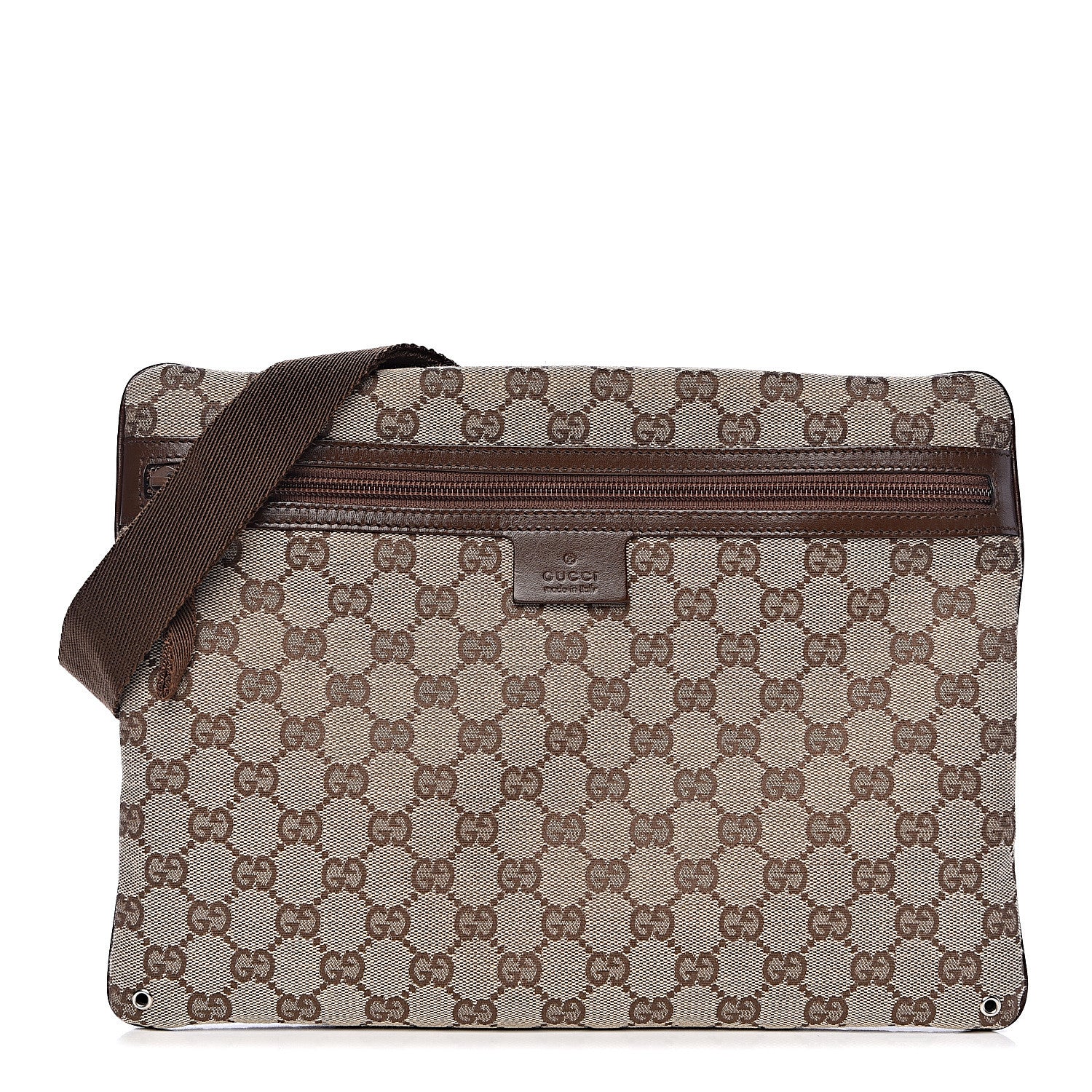 Gucci Monogram Flat Messenger Bag Dark Brown 1 of 12