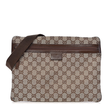 Gucci Monogram Flat Messenger Bag Dark Brown 1 of 12