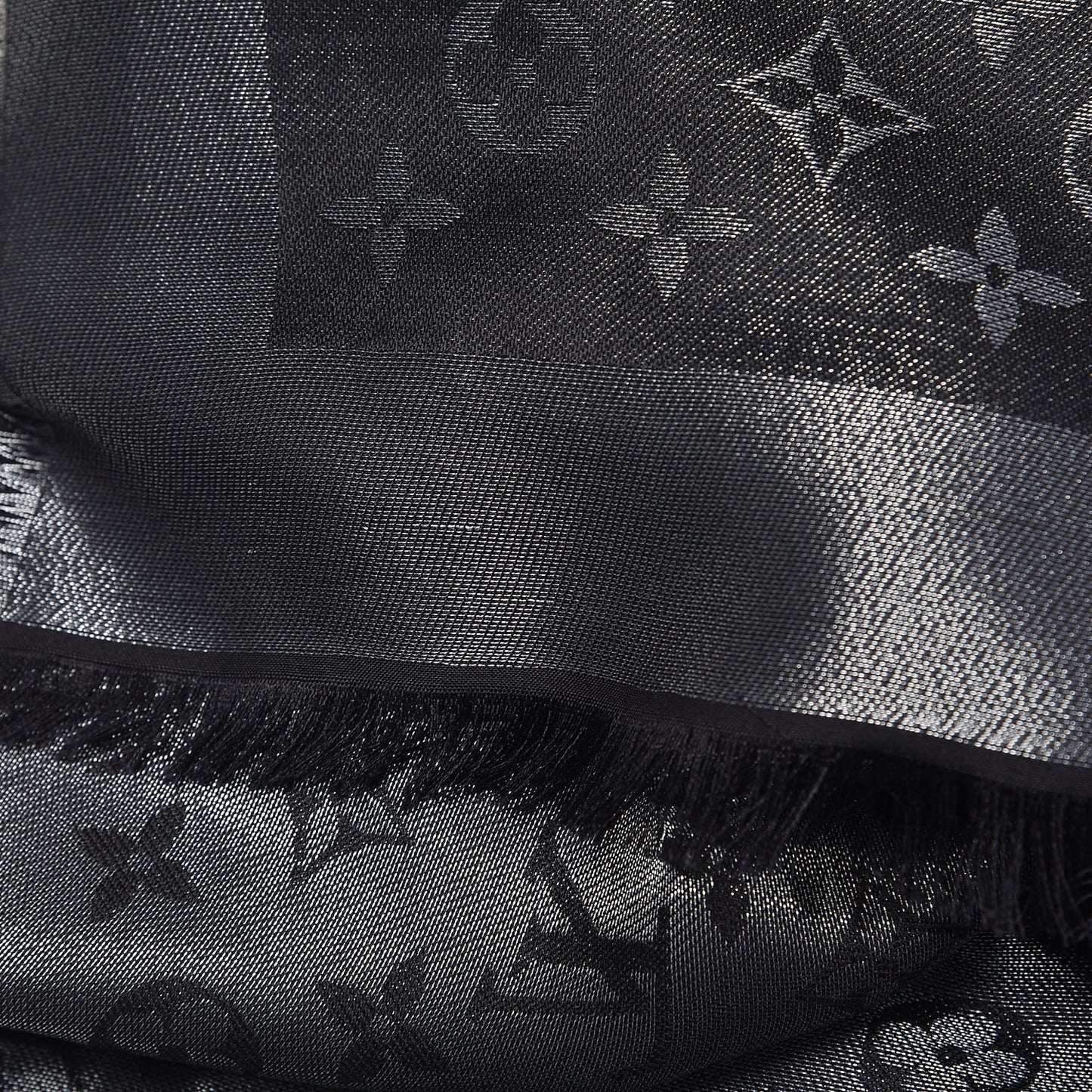 Silk Lurex Wool Monogram Shine Shawl Black