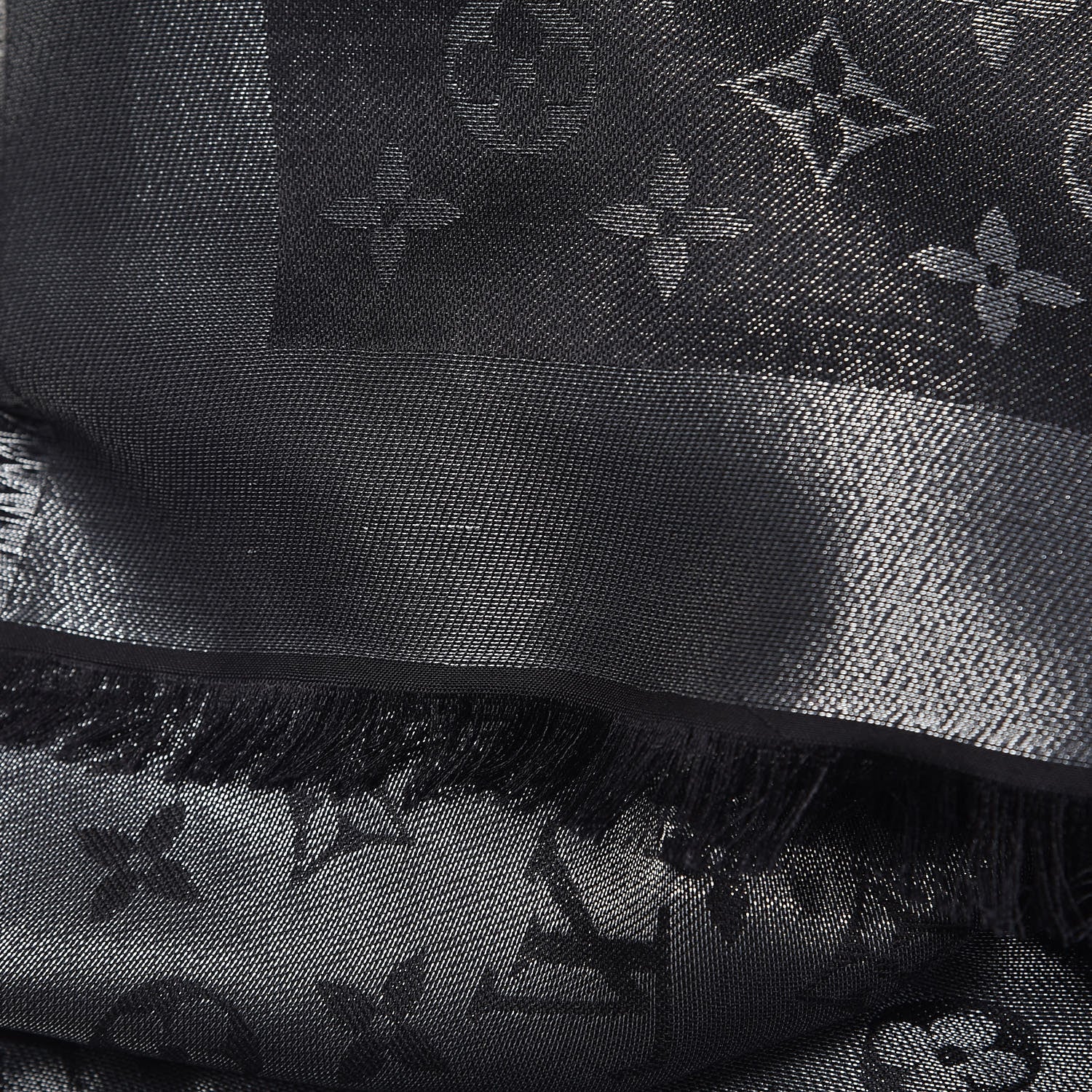 Louis Vuitton Silk Lurex Wool Monogram Shine Shawl Black 6 of 6