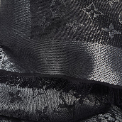 Louis Vuitton Silk Lurex Wool Monogram Shine Shawl Black 6 of 6