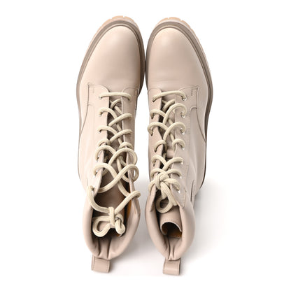 Hermes Calfskin Bridge Ankle Boots 37.5 Beige Grege 2 of 9