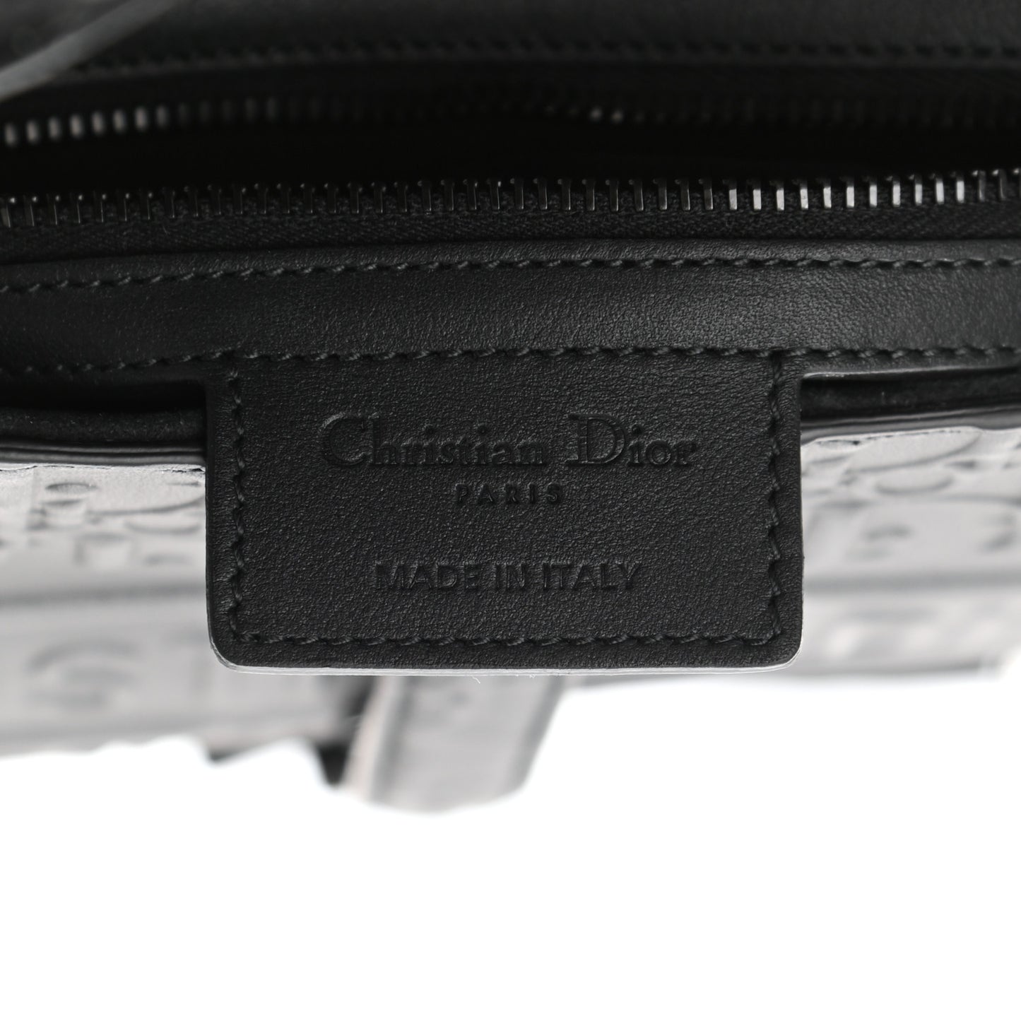 Calfskin Embossed Oblique Saddle Bag With Strap Black