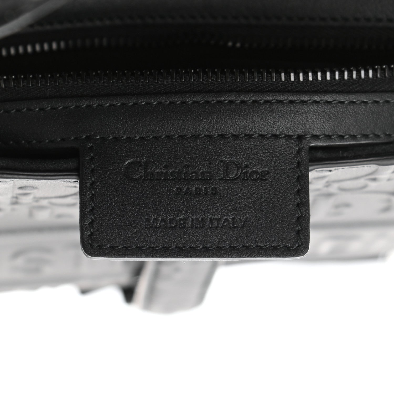 Christian Dior Calfskin Embossed Oblique Saddle Bag With Strap Black 5 of 10