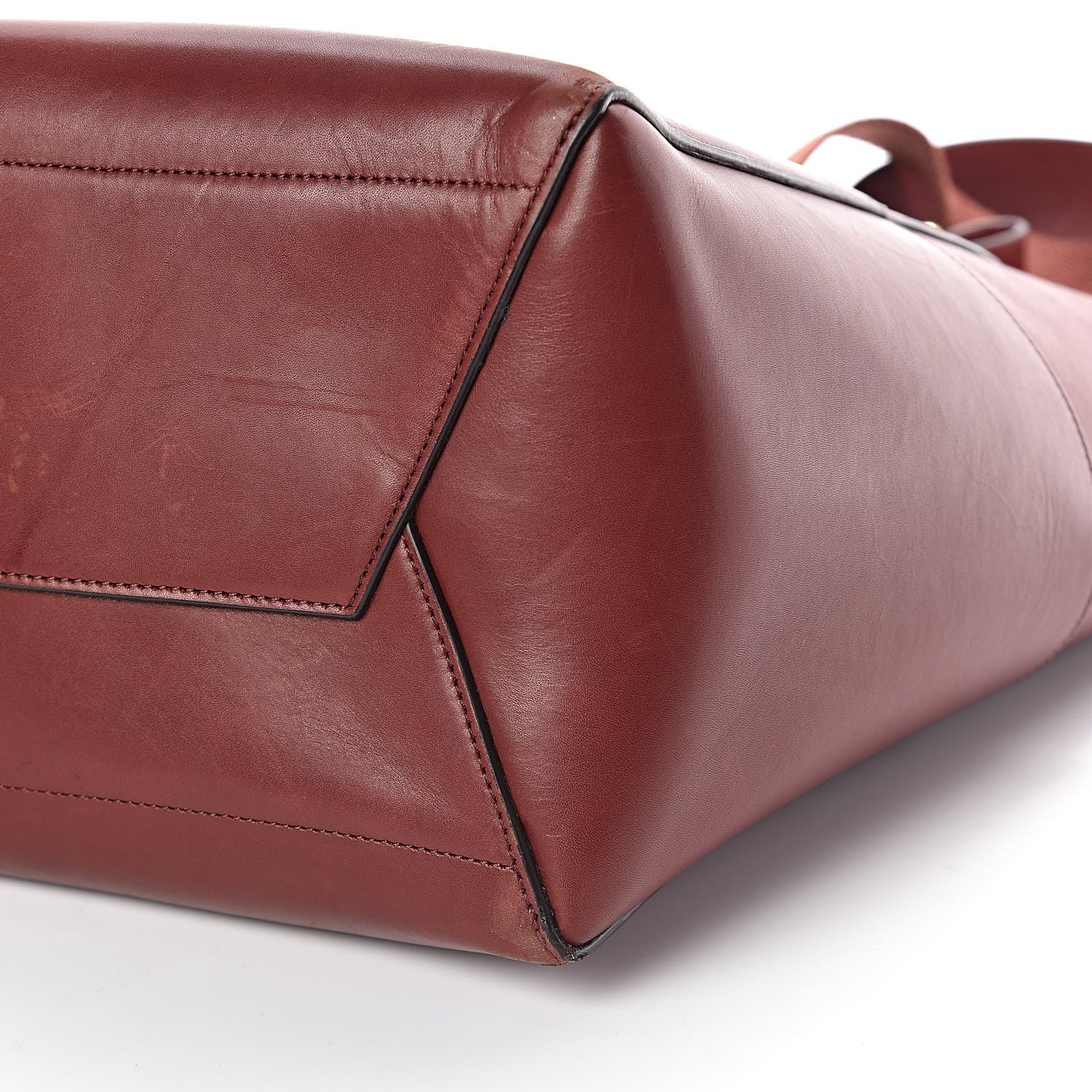 Celine Natural Calfskin Sangle Bucket Bag Red Wood 8 of 18