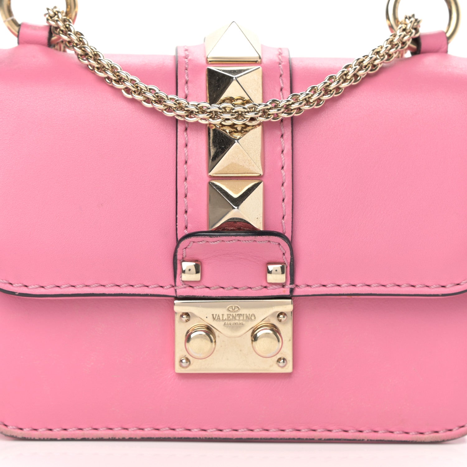 Valentino Garavani Vitello Mini Glam Lock Rockstud Flap Ninphea 13 of 39