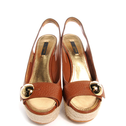 Louis Vuitton Grained Calfskin Santal Sandals Cognac 38 2 of 5