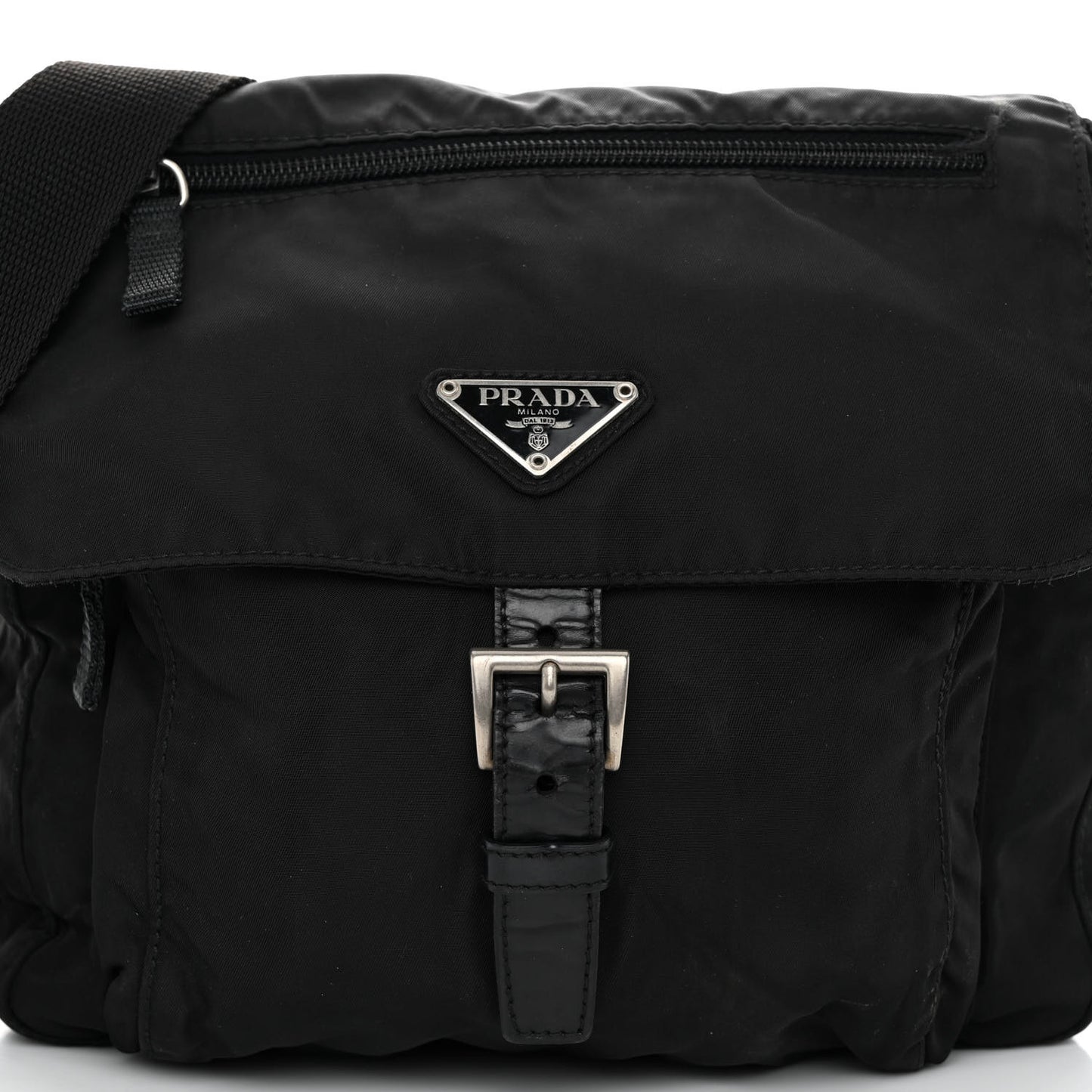 Tessuto Nylon Saffiano Small Vela Messenger Black