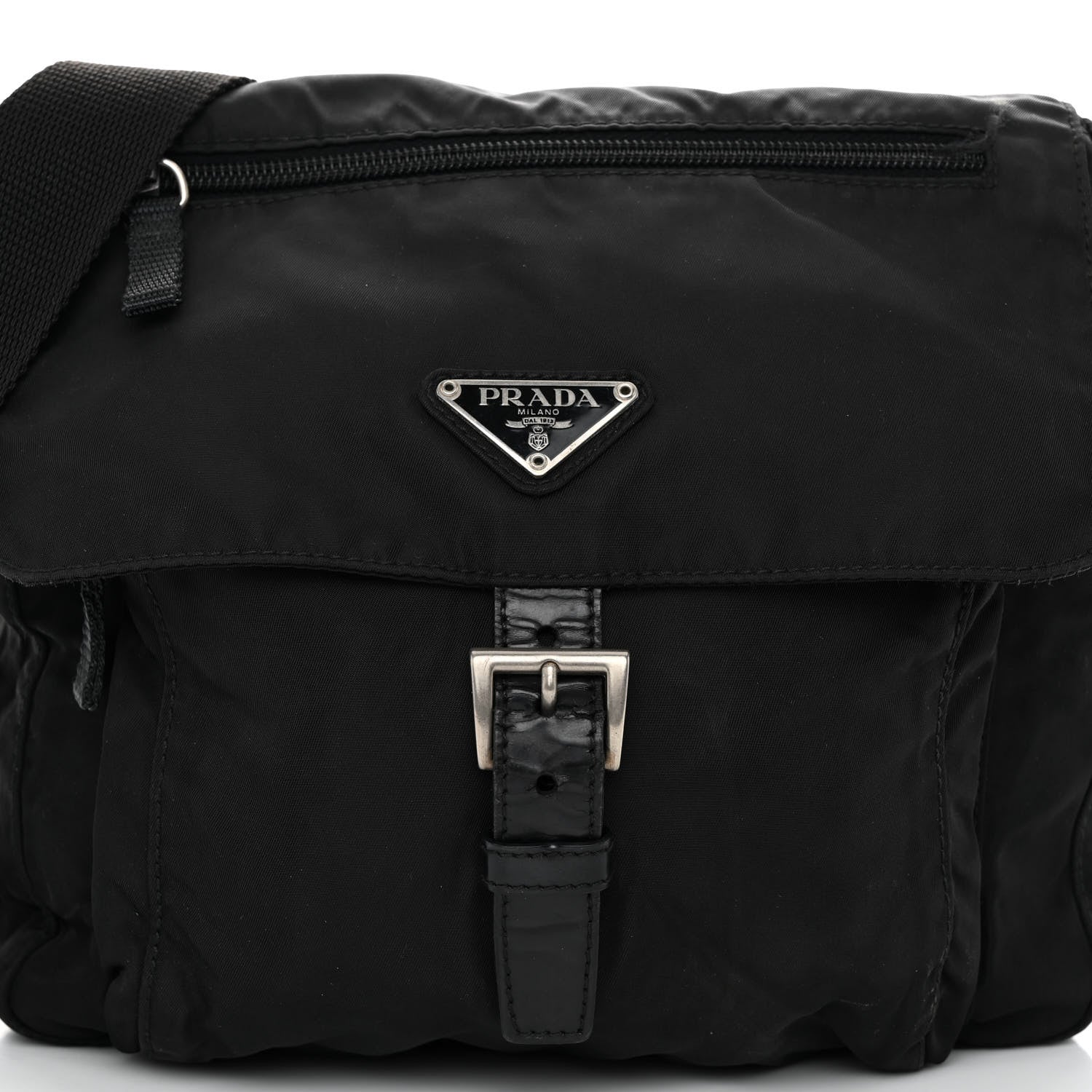 Prada Tessuto Nylon Saffiano Small Vela Messenger Black 8 of 12