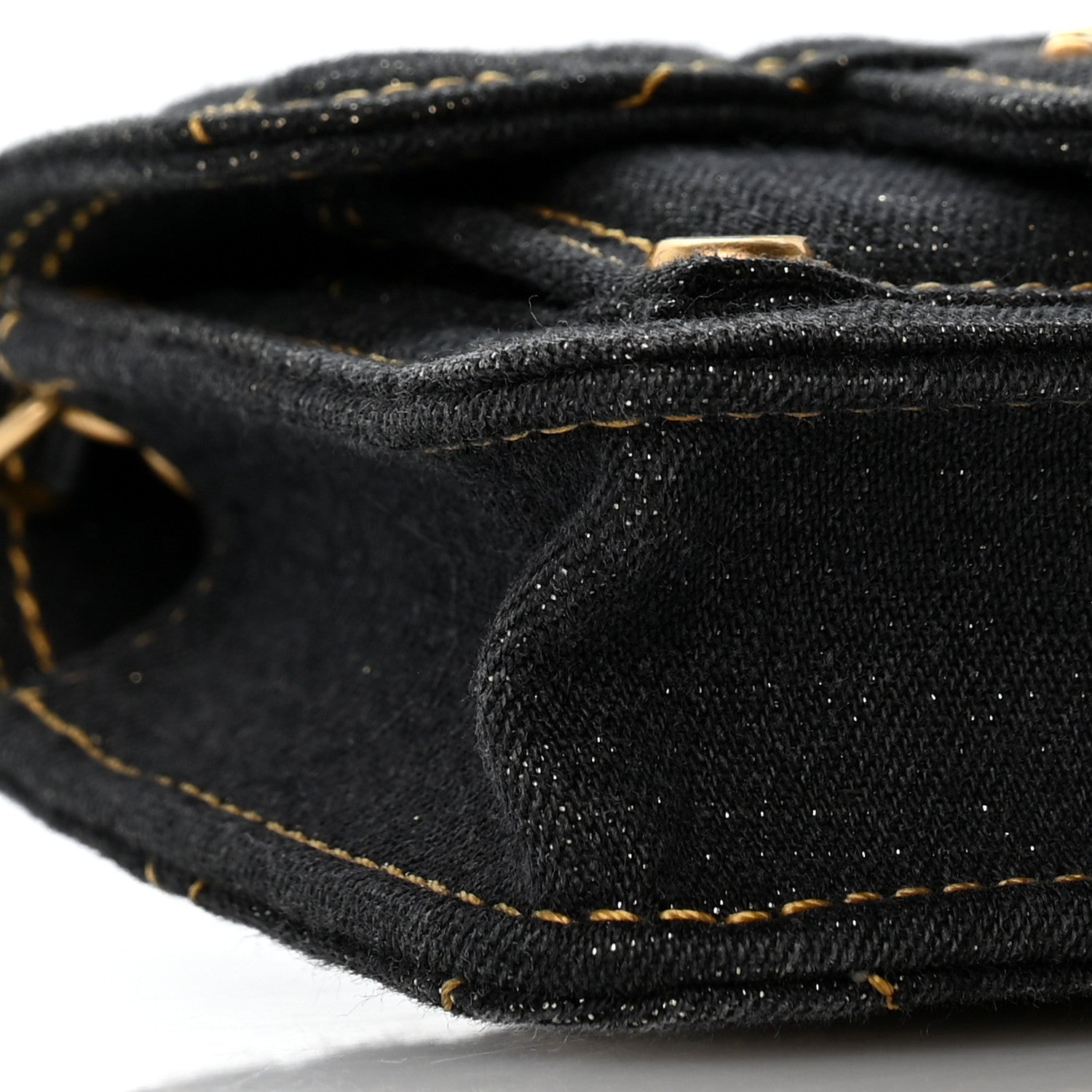 Chanel Denim Quilted Double You Mini Flap Black Golden 9 of 11