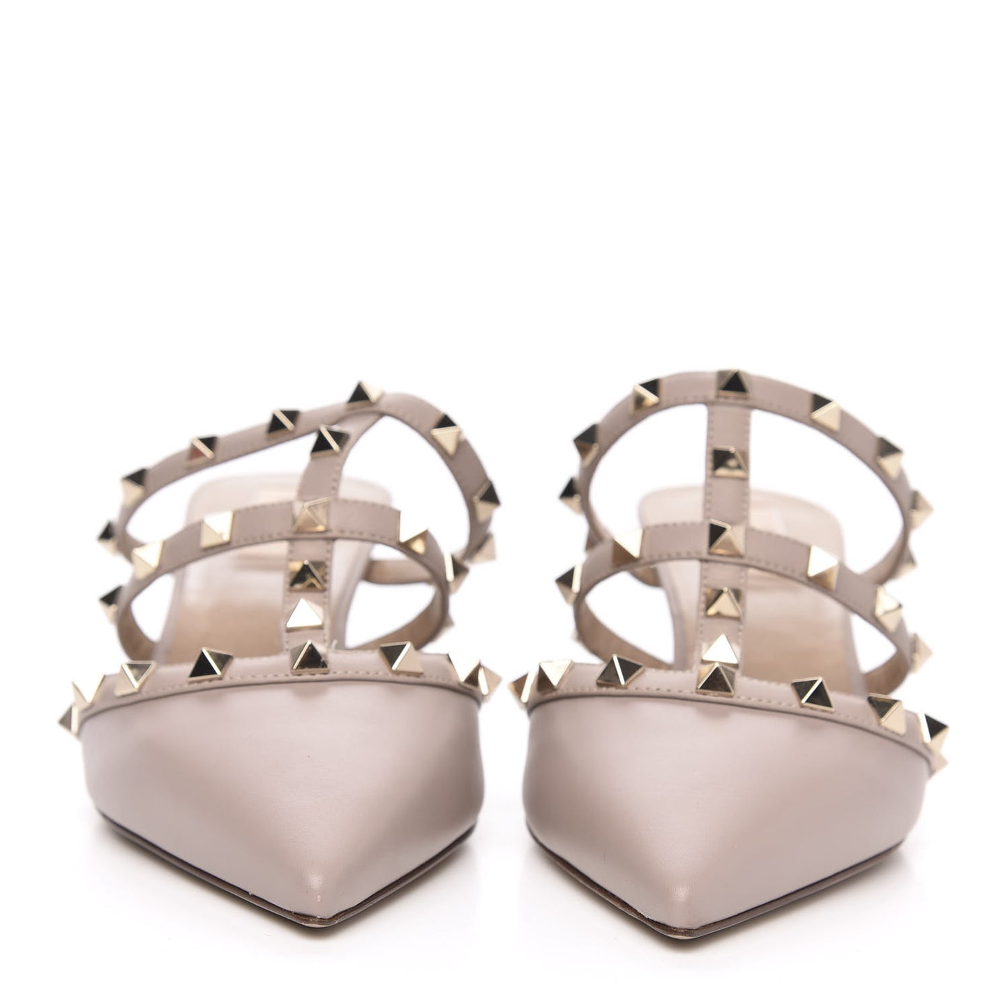 Patent Nappa Rockstud 50mm Cage Mules 38.5 Poudre