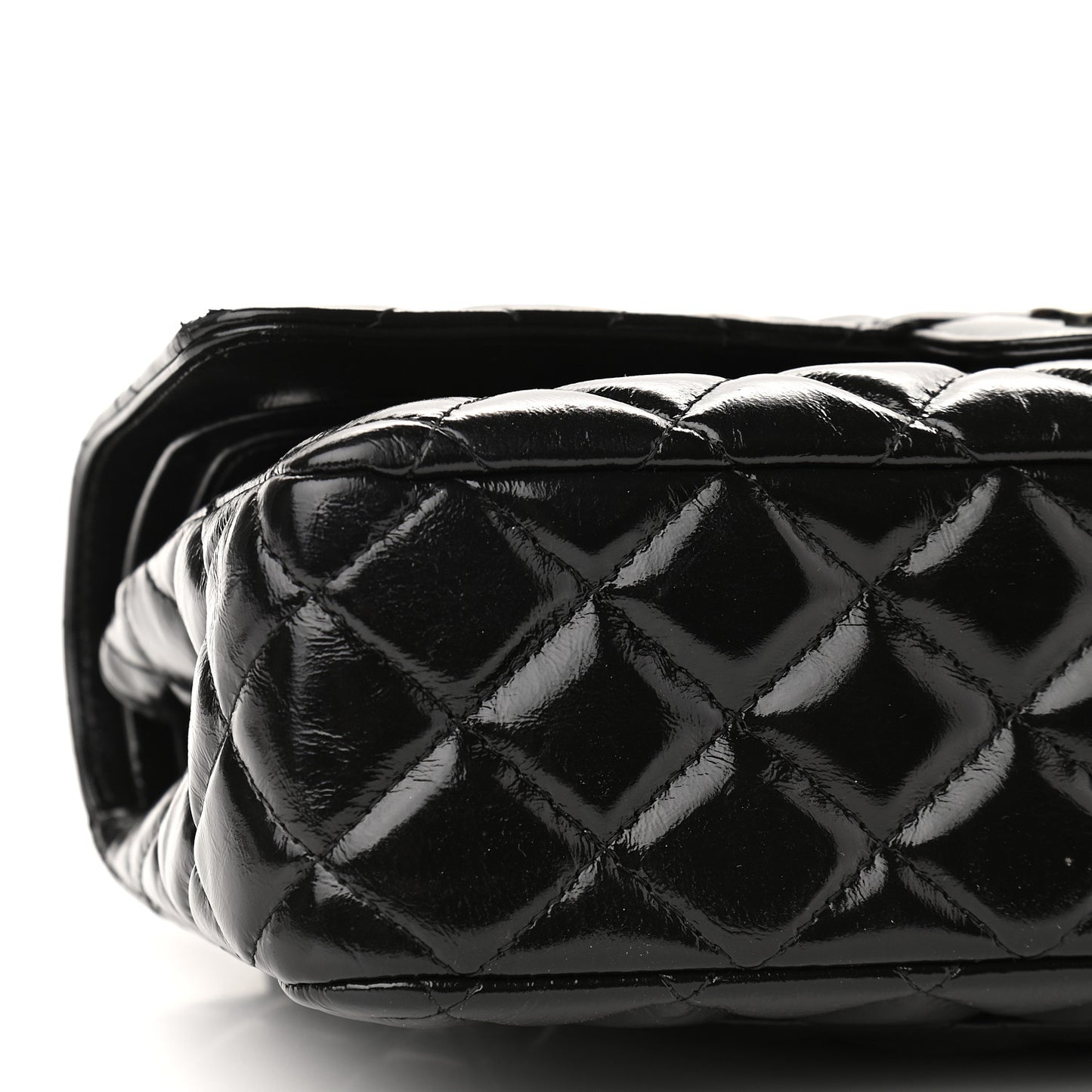 Shiny Crumpled Calfskin Quilted Medium Double Flap So Black