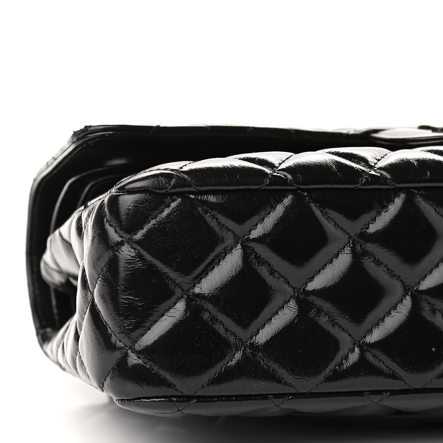 Chanel Shiny Crumpled Calfskin Quilted Medium Double Flap So Black 8 of 9