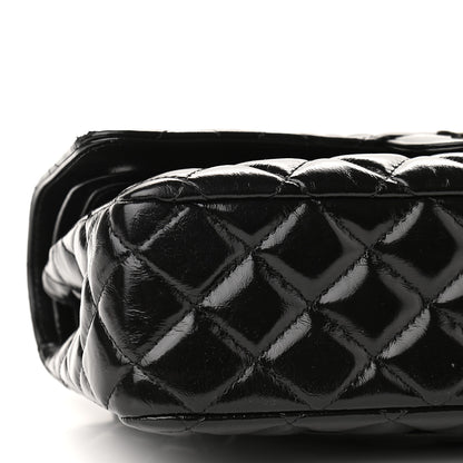 Chanel Shiny Crumpled Calfskin Quilted Medium Double Flap So Black 8 of 9