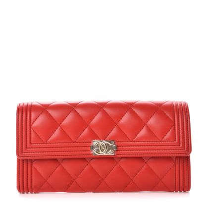 Chanel Lambskin Quilted Boy Flap Wallet Red 1 of 11