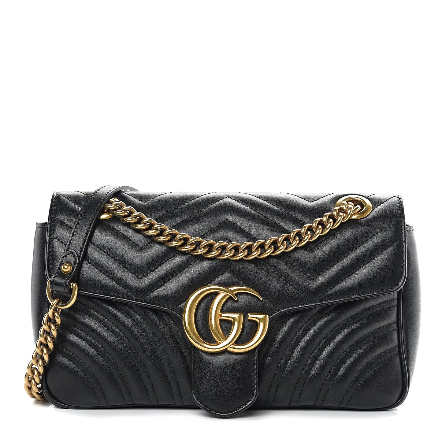 Calfskin Matelasse Small GG Marmont Shoulder Bag Black