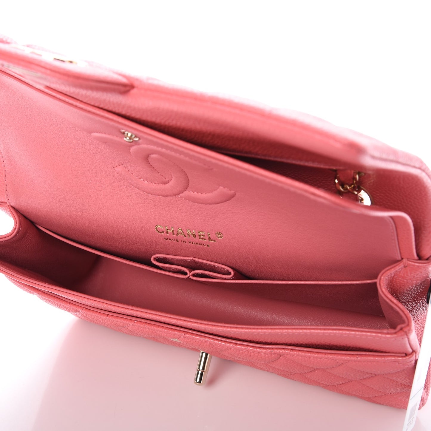 Caviar Quilted Medium Double Flap Pink