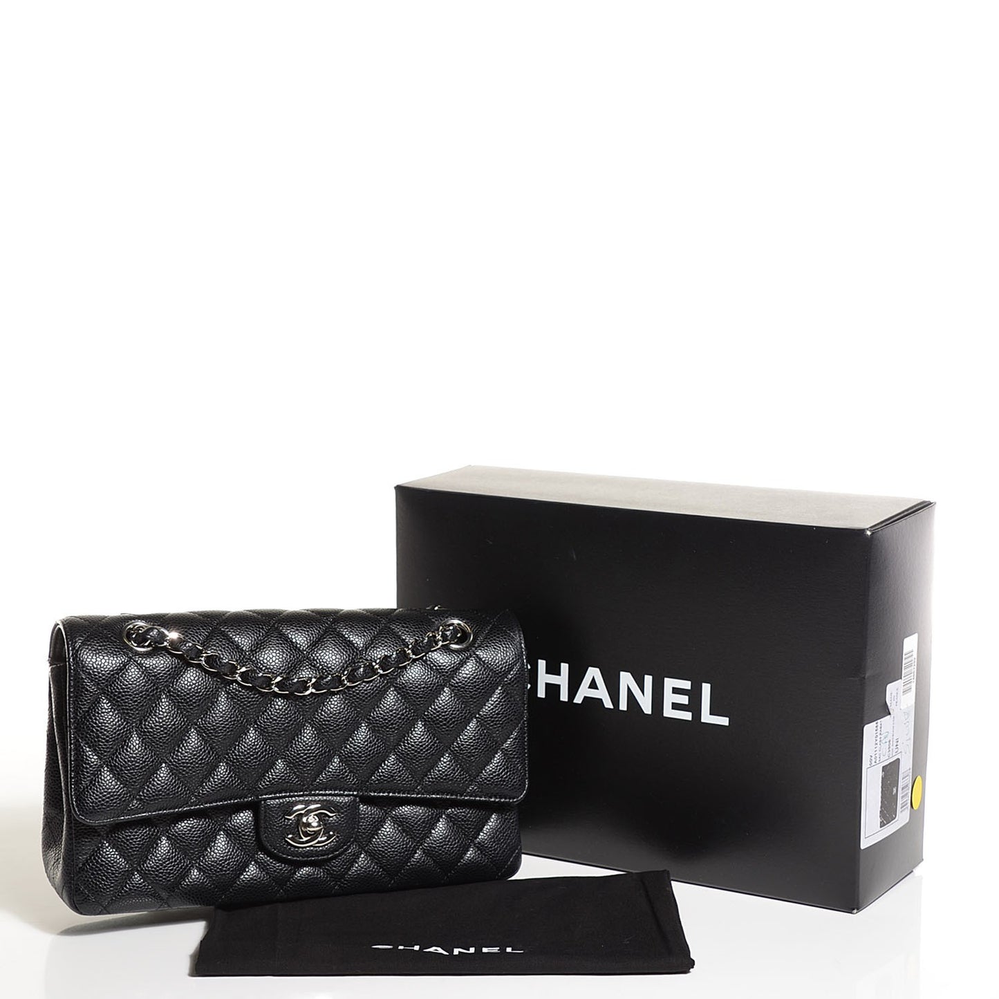 Caviar Quilted Medium Double Flap Black