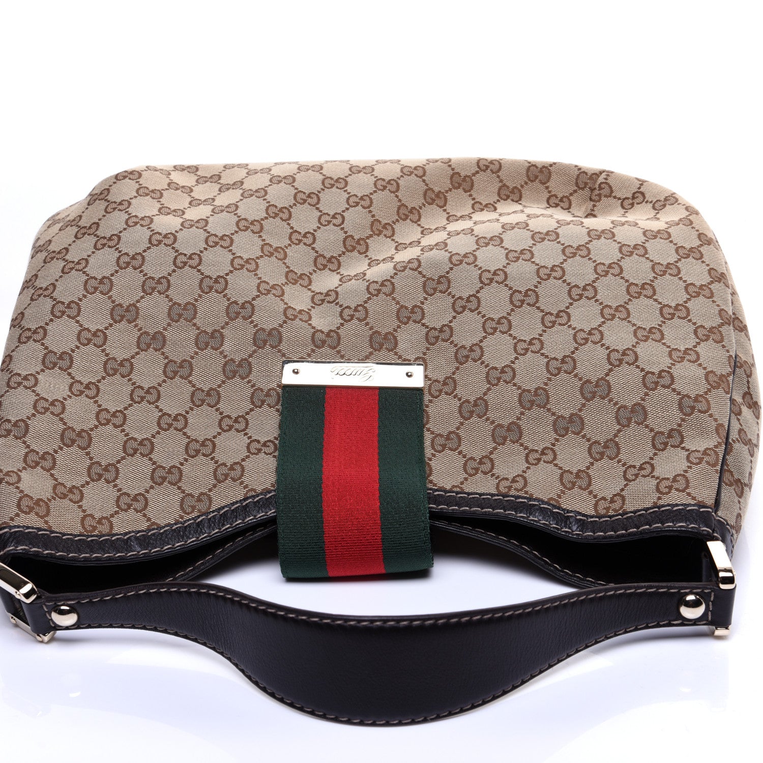 Gucci Monogram Large New Ladies Web Hobo Dark Brown 11 of 14