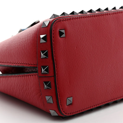 Valentino Garavani Grainy Calfskin Small Rockstud Double Top Handle Bag Rosso Valentino 8 of 9