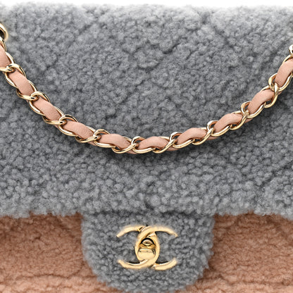 Chanel Shearling Sheepskin Single Flap Gray Pink Beige 8 of 11