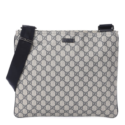 Gucci GG Plus Monogram Large Flat Messenger Bag Beige Blue 1 of 10