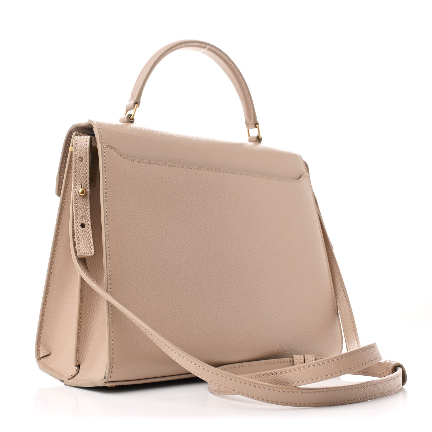 Saint Laurent Grain de Poudre Medium Classic Monogram Cassandra Top Handle Dark Beige 3 of 14